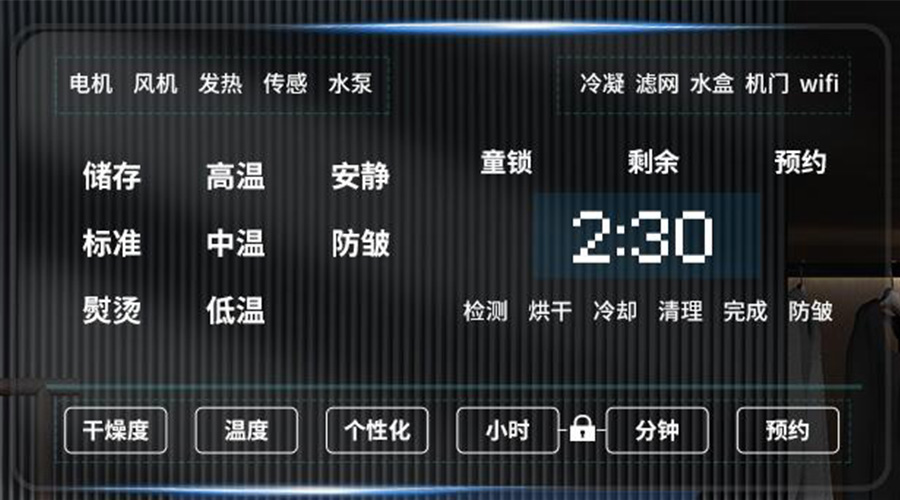 冷凝衣物烘干機(jī)擁有獨(dú)立大屏，實(shí)現(xiàn)智能快速烘干！