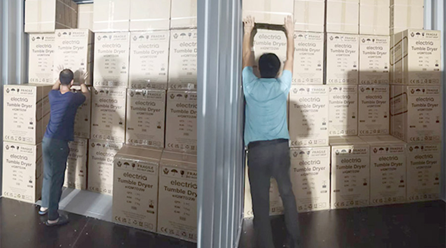 講效率！快速完成英國(guó)客戶Electriq衣物烘干機(jī)裝柜出貨任務(wù)